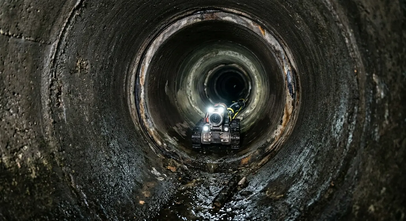 Robotic sewer camera inspecting pipe interior for Drain Snake Service in North St. Paul